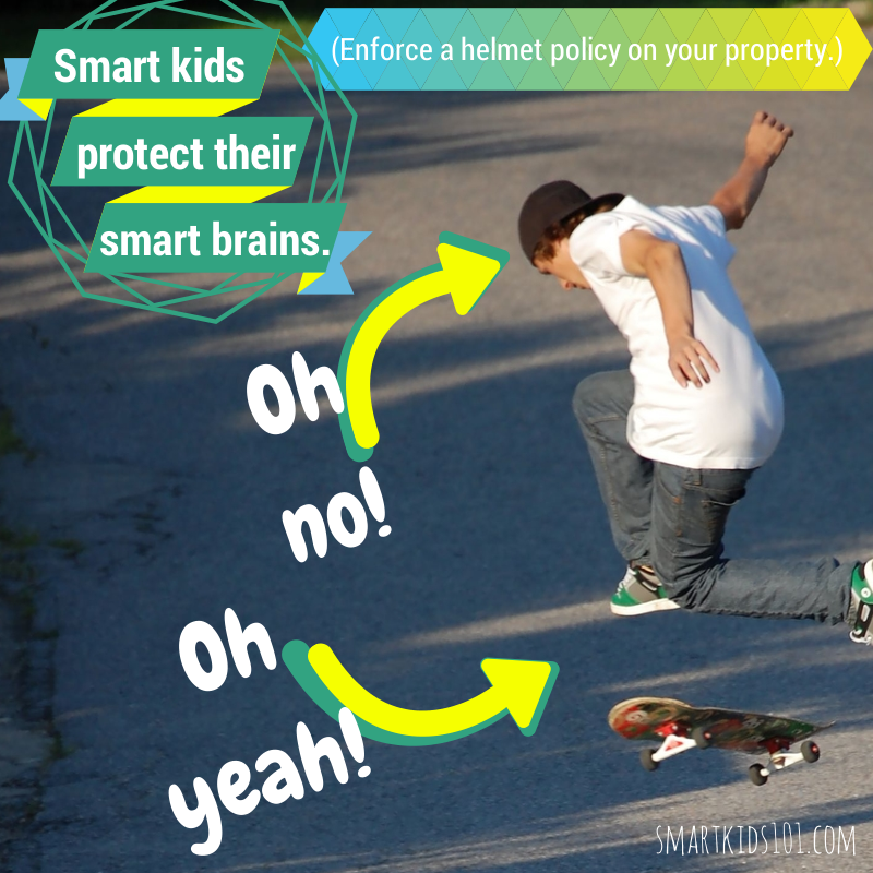 Smart Kids protect their smart brains. Enforce a helmet rule on your property this summer! https://smartkids101.com